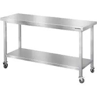 GOLDINOX Mesa de trabajo de acero inoxidable para bares, dimensiones 1400 x 800 mm, con 1 estante inferior con ruedas. Marca: . (Calidad PREMIUM)