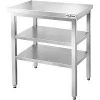 GOLDINOX Mesa de trabajo de acero inoxidable, modelo Bar, de 500x500 mm, con 2 estantes inferiores, marca PREMIUM -