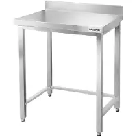 GOLDINOX Mesa de trabajo de acero inoxidable para bar, dimensiones 600x500 mm, con refuerzo y protector trasero, modelo PREMIUM -
