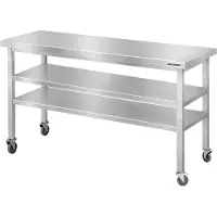 GOLDINOX Mesa de trabajo de acero inoxidable para bares, dimensiones 1600 x 600 mm, con 2 estantes inferiores con ruedas. Marca: . (Calidad PREMIUM)