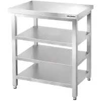 GOLDINOX Mesa de trabajo de acero inoxidable, dimensiones 800x500 mm, con 3 estantes inferiores de alta calidad -