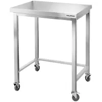 GOLDINOX Mesa de trabajo de acero inoxidable, modelo Bar, de 800x700 mm, con refuerzo y ruedas, PREMIUM -