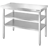 GOLDINOX Mesa de trabajo de acero inoxidable para bares, dimensiones 1000x600 mm, con 2 estantes inferiores de alta calidad -
