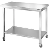 GOLDINOX Mesa de trabajo de acero inoxidable para bares, dimensiones 1200x700 mm, con 1 estante inferior con ruedas. Marca: . (Calidad PREMIUM)