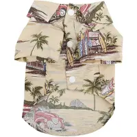 Gistuch Camisetas para perros con temática hawaiana, camisetas frescas de verano para mascotas con estampado de palmera de coco, color beige, talla XL