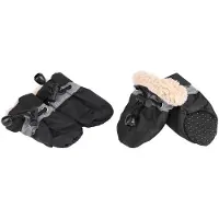 Gistuch 4 piezas/juego. Zapatos para perros, tipo botines, sin talón. Material: algodón suave y acolchado. Color: negro. #4