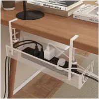 Merkloos Bandeja para cables bajo escritorio - Sin taladrar - 39 x 20 x 12 cm - Blanco - Para oficina y hogar