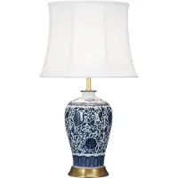 Fine Asianliving Lámpara de mesa asiática, estilo chino, con base de porcelana y pantalla. Lámpara de mesa oriental, de cerámica, ideal para el dormitorio o el salón. Compatible con bombillas E27
