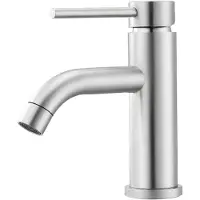 REMZETTA : Grifo monomando para lavabo, en color plateado, con cartucho cerámico, regulador de flujo y 2 mangueras de conexión, altura de 16,5 cm