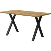 LTPRTZ Mesa de comedor Holook - Mesa de comedor Metal - Mesas acogedoras - Superficie resistente a arañazos - 140x80 cm - Roble