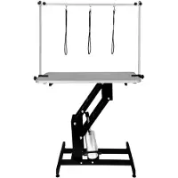 Merkloos Mesa de peluquería para perros - Hidráulica - 106 x 61 cm - Negra - Barra H ajustable hasta 180 kg
