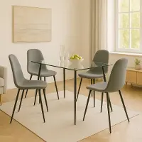 LTPRTZ Mesa de comedor Placa de vidrio - Mesa de comedor - Habitaciones modernas - Marco de acero - 120x70cm - Negro