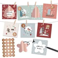 Merkloos Calendario de rascar navideño - Calendario de adviento para llenar - 2025 - 24 tarjetas - Set