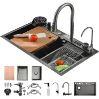 LTPRTZ Lavamanos acero inoxidable - Cocina Lavamanos - Cocina Espacio de trabajo - Alfombrilla insonorizante - 80x50cm - Plata