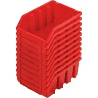 LTPRTZ Conjunto de cajas de pilas - Herramientas de cajas de almacenamiento - Taller Organizar - Plástico durable - 10 piezas 160mm - Rojo