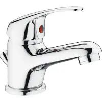 Merkloos Grifo monomando para lavabo - Latón cromado - Caño bajo - Montaje en encimera - Manguera de 350 mm - Baño