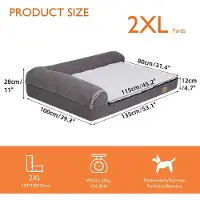 StarTech.com Cama para perros - Sofá para perros en forma de L - Tamaño 2XL - Funda de felpa suave - Funda desmontable - Relleno de espuma - Lavable