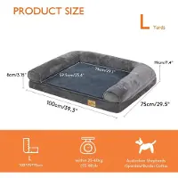 StarTech.com Cama ortopédica para perros - Modelo L - 100 x 75 x 19 cm - Con bordes laterales - Impermeable - Base antideslizante - Funda extraíble y lavable - Gris