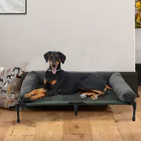 StarTech.com Cama para perros y gatos - Cama elevada para mascotas - XXL, 130 x 90 x 28 cm - Transpirable - Marco de metal - Cojín de felpa desmontable - Lavar a mano