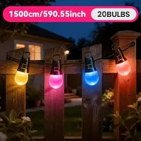 StarTech.com Guirnalda de luces LED RGBIC con bombillas esféricas - 15 metros, 20 bombillas - Control mediante aplicación - Mando a distancia - Sincronización con música - Temporizador - IP44 - Enchufe europeo