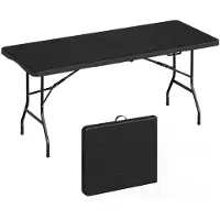 StarTech.com Mesa plegable - Mesa de jardín - Para 8 personas - Resistente a la intemperie - Estructura de metal con tablero de HDPE - Incluye bolsa de transporte - 180 x 74 x 74 cm - Color negro
