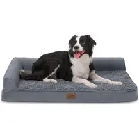 Merkloos Cama ortopédica para perros - Forma de L - XL - Gris - Para coche, casa y exterior