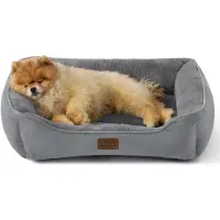 Merkloos Cama para perro - Rectangular - Felpa sherpa - Antideslizante - 63,5 x 53 cm - Gris