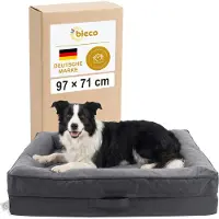 Merkloos Cama ortopédica para perros - Acolchado de 9 cm - Impermeable - 97 x 71 cm - Talla L - Terciopelo