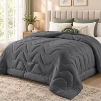 Merkloos Edredón - 220 x 240 cm - Gris - Costuras en zigzag - 280 GSM