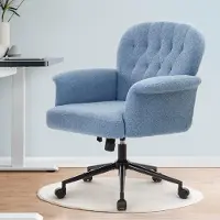 Merkloos Silla de escritorio - Felpa - Con ruedas y reposabrazos - Altura 47 a 55 cm - Silla de oficina, sillas de escritorio - Para oficina en casa, dormitorio y salón