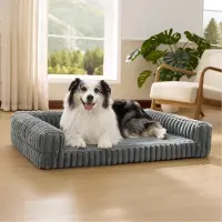 Merkloos Cama ortopédica para perros - Gris - 106 x 76 x 18 cm - Impermeable y antideslizante - Cama para perros grandes con espuma viscoelástica