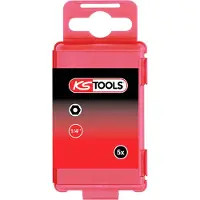 Ks Tools 911.7714, juego de 5 piezas, llave hexagonal de seguridad (métrica), 5 mm, acero, según las normas DIN 3126 e ISO 1173 - E 6,3, 75 mm