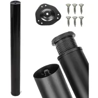 Merkloos Pata de mesa de metal, negra, con ajuste de altura, de 710 mm, para escritorios y mesas pequeñas