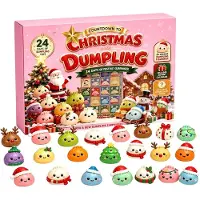 Merkloos Calendario de Adviento navideño 2026 con 24 adorables figuras de dumplings, calendario de cuenta regresiva con compartimentos numerados, y mini adornos para escritorio y mesa