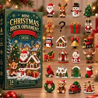 Merkloos 24 días de mini adornos navideños tipo bloques de construcción, calendario de adviento 2026