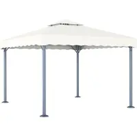 Markenlos Pabellón, pabellón para eventos, pérgola, carpa para fiestas, toldo para stands, carpa de sombra, pabellón de jardín, pabellón para barbacoas, 300 x 300 cm, color crema, aluminio