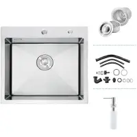 Merkloos Fregadero de cocina - 50 x 45 cm - Acero inoxidable - Montaje empotrado o sobre encimera
