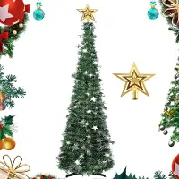 Merkloos Árbol de Navidad artificial plegable - Esbelto - Punta en forma de estrella - 1,5 m