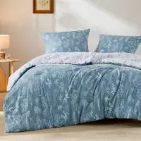Merkloos Edredón 135 x 200 cm - Sin funda nórdica - Con funda de almohada 80 x 80 cm - Azul paloma - Para alérgicos