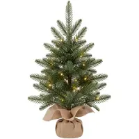 Merkloos Árbol de Navidad artificial - 50 cm - Con guirnalda de luces LED - Verde