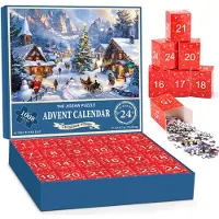 Merkloos Puzzle calendario de adviento - 1008 piezas - 70 x 50 cm - Pueblo navideño