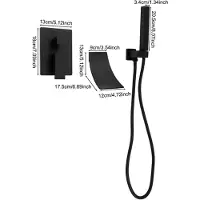 StarTech.com Grifo de bañera con juego de ducha - Montaje en pared - Caudal tipo cascada - Agua caliente y fría - Cartucho cerámico - Color negro