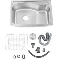 StarTech.com Fregadero de cocina: lavabo individual de acero inoxidable, 65 x 44 x 20 cm. Sin grifo. Dos orificios. Para montaje encastrado, sobre encimera o empotrado. Rectangular