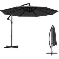 Merkloos Parasol para pérgola, parasol de jardín - Diámetro 3 metros - Aluminio - Gris oscuro - Con soporte