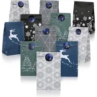 Merkloos Calendario de Adviento para llenar - 24 bolsitas - Papel kraft - 5 motivos navideños y pegatinas numéricas