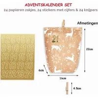 Merkloos Calendario de adviento bolsas para rellenar - Papel kraft - 24 unidades - Bolsitas de regalo navideñas para hacer