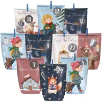 Merkloos Calendario de adviento para llenar - Calendario de Navidad - 24 bolsitas - 16 x 22 cm - Papel 160 g/m² - Para árbol de Navidad y chimenea