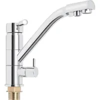 StarTech.com Grifo de cocina moderno - Grifo de 3 vías - Salida de agua potable separada - Cuerpo de latón - Superficie con revestimiento electrogalvánico - Color plateado