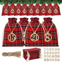 Merkloos Bolsas calendario de adviento navideño - Reutilizables - 24 unidades - Kit de calendario de adviento para hacer tú mismo