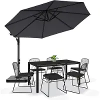 Markenlos Sombrilla, completamente resistente a los rayos solares, tipo marquesina de aluminio, con inclinación ajustable, base, ventilación y sistema de manivela. Resistente a los rayos UV, impermeable